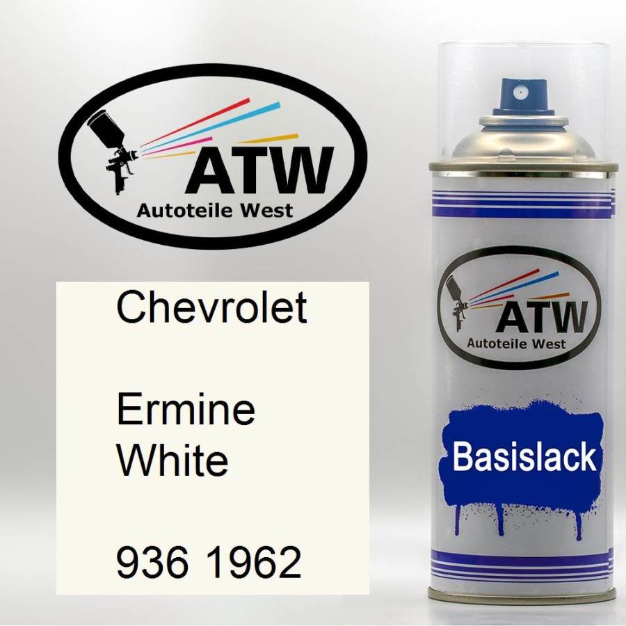 Chevrolet, Ermine White, 936 1962: 400ml Sprühdose, von ATW Autoteile West.